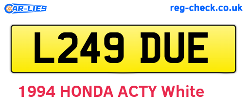 L249DUE are the vehicle registration plates.
