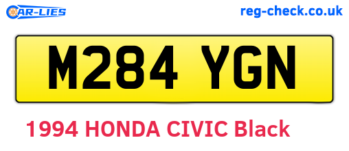 M284YGN are the vehicle registration plates.