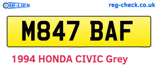 M847BAF are the vehicle registration plates.