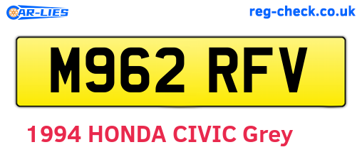 M962RFV are the vehicle registration plates.