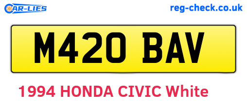 M420BAV are the vehicle registration plates.