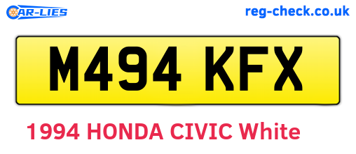 M494KFX are the vehicle registration plates.