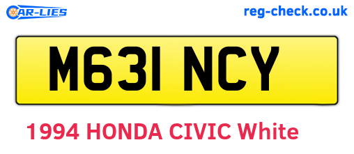 M631NCY are the vehicle registration plates.