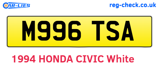 M996TSA are the vehicle registration plates.