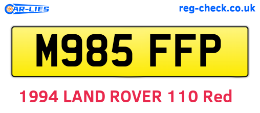 M985FFP are the vehicle registration plates.