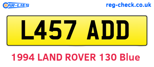 L457ADD are the vehicle registration plates.