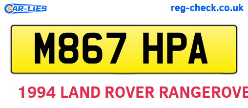 M867HPA are the vehicle registration plates.