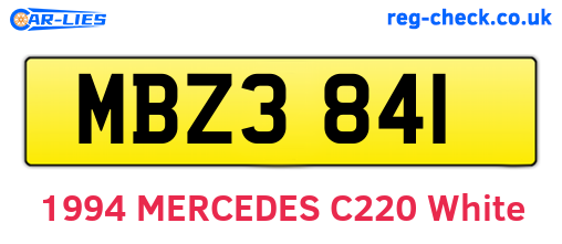MBZ3841 are the vehicle registration plates.