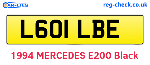 L601LBE are the vehicle registration plates.