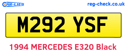M292YSF are the vehicle registration plates.