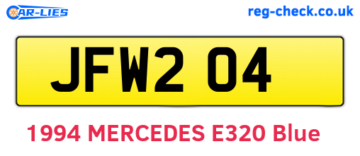 JFW204 are the vehicle registration plates.