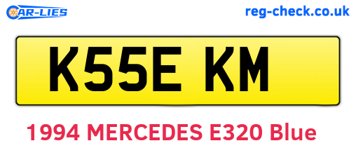K55EKM are the vehicle registration plates.