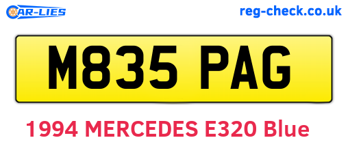 M835PAG are the vehicle registration plates.
