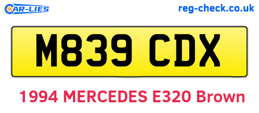 M839CDX are the vehicle registration plates.