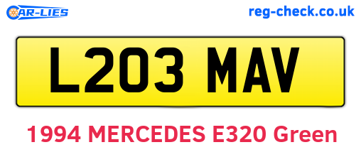 L203MAV are the vehicle registration plates.