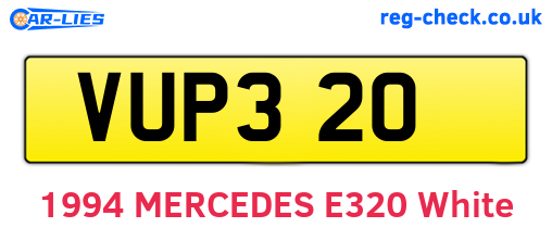 VUP320 are the vehicle registration plates.