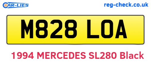 M828LOA are the vehicle registration plates.