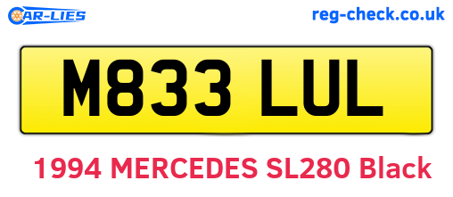 M833LUL are the vehicle registration plates.