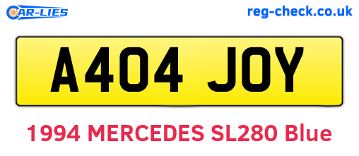 A404JOY are the vehicle registration plates.