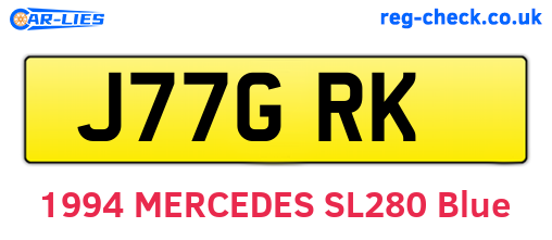 J77GRK are the vehicle registration plates.