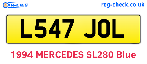 L547JOL are the vehicle registration plates.