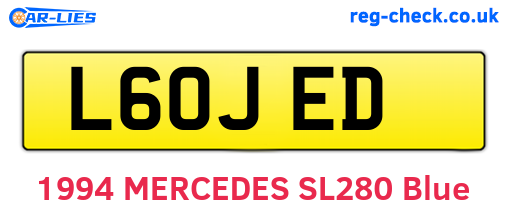 L60JED are the vehicle registration plates.