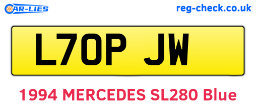 L70PJW are the vehicle registration plates.