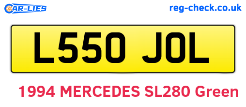L550JOL are the vehicle registration plates.