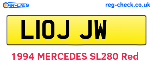 L10JJW are the vehicle registration plates.