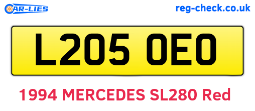 L205OEO are the vehicle registration plates.