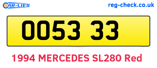 OO5333 are the vehicle registration plates.