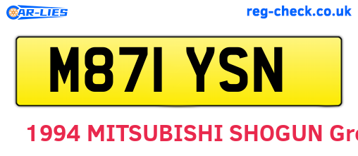 M871YSN are the vehicle registration plates.