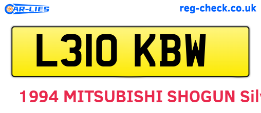 L310KBW are the vehicle registration plates.
