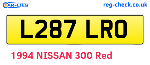 L287LRO are the vehicle registration plates.
