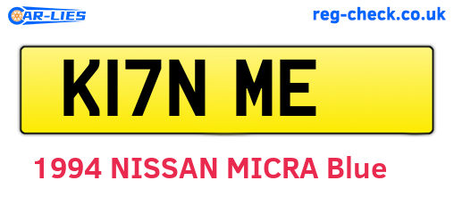 K17NME are the vehicle registration plates.