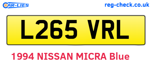 L265VRL are the vehicle registration plates.
