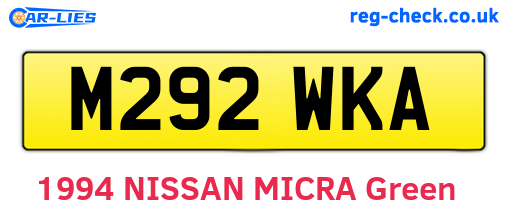 M292WKA are the vehicle registration plates.