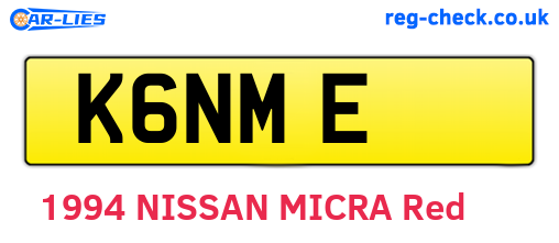 K6NME are the vehicle registration plates.