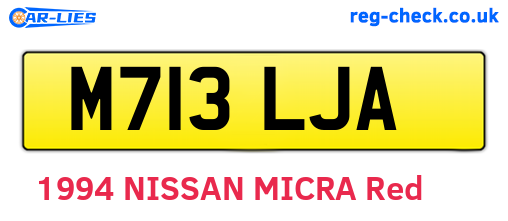 M713LJA are the vehicle registration plates.