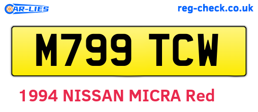 M799TCW are the vehicle registration plates.