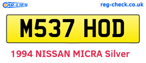 M537HOD are the vehicle registration plates.