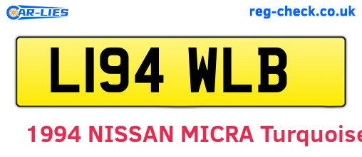 L194WLB are the vehicle registration plates.