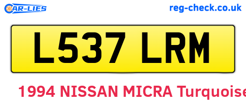 L537LRM are the vehicle registration plates.