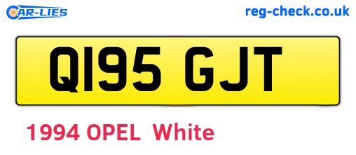 Q195GJT are the vehicle registration plates.