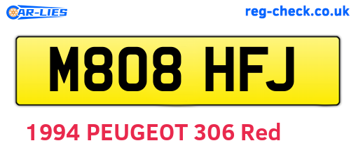 M808HFJ are the vehicle registration plates.