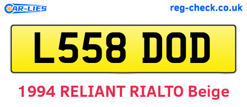 L558DOD are the vehicle registration plates.