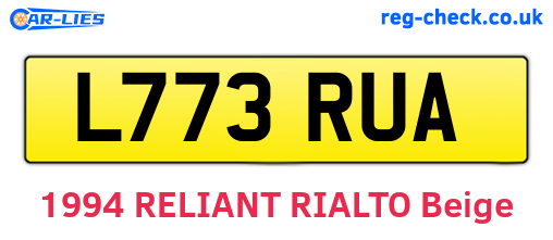 L773RUA are the vehicle registration plates.