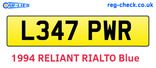 L347PWR are the vehicle registration plates.