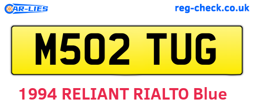 M502TUG are the vehicle registration plates.