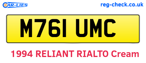 M761UMC are the vehicle registration plates.